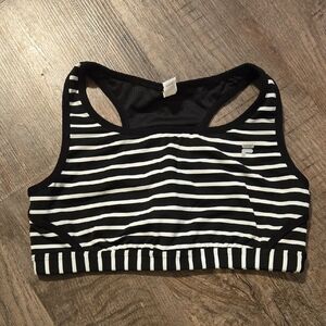 Fila Black and White Striped Sports Bra